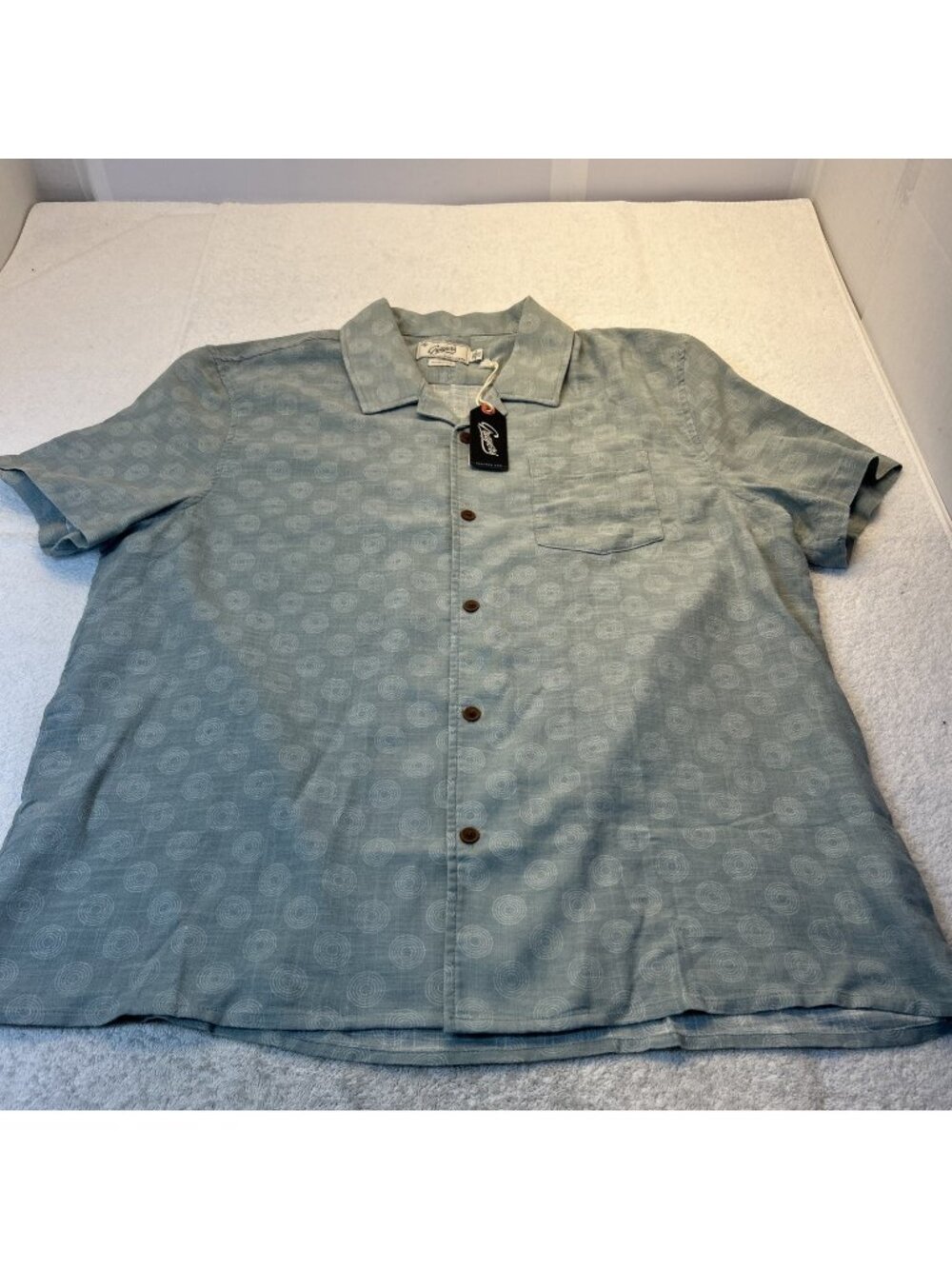 Grayers Camp Shirt Blue Moon Geo Light Green Button Up Collared Men XL New w/Tag